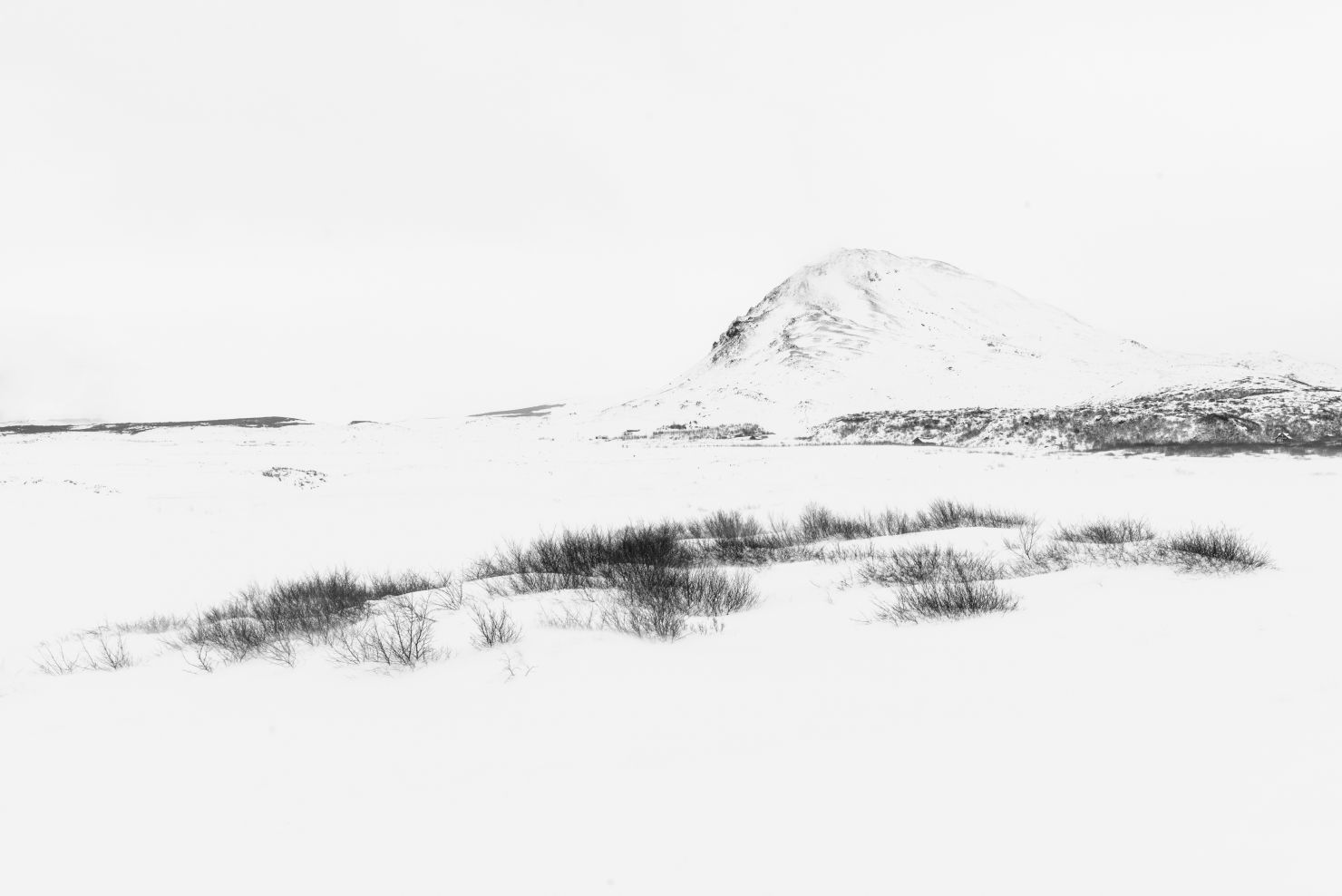 Minimalistisch sneeuwlandschap in IJsland